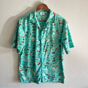 Walt Disney World Park Icons/ Attractions Adult Medium Button Up